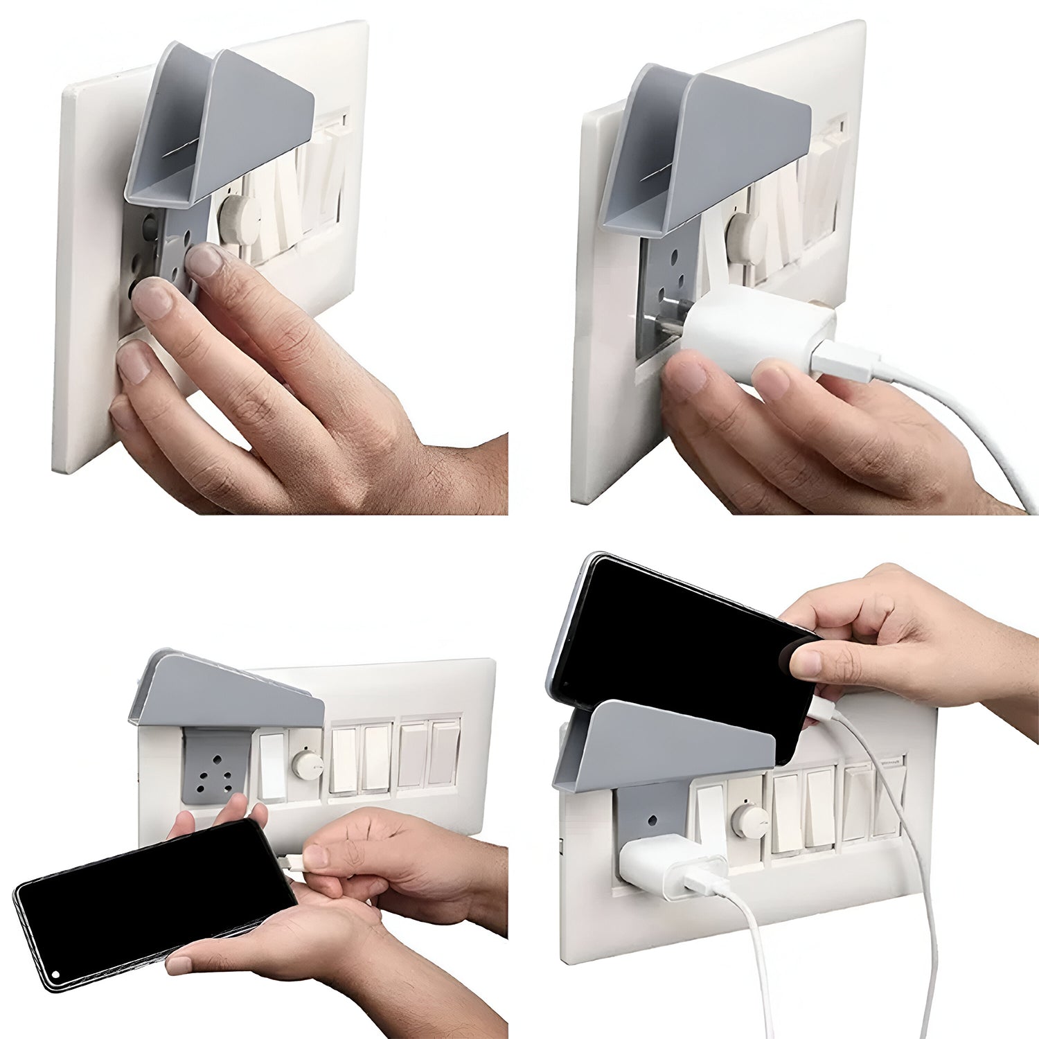 Plastic Secure Mobile Phone Charging Stand Holder (2 Pc / Mix Color) Plastic Secure Mobile Phone Charging Stand Holder (2 Pc / Mix Color)